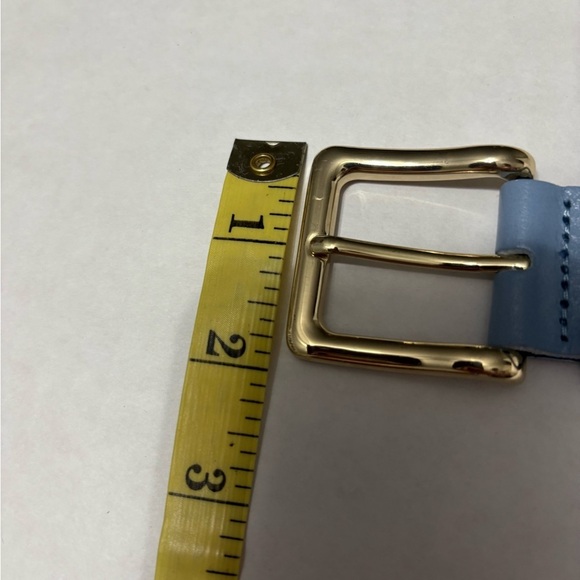 J Crew Leather Braided Sky Blue Belt with Gold Buckle - Picture 10 of 10